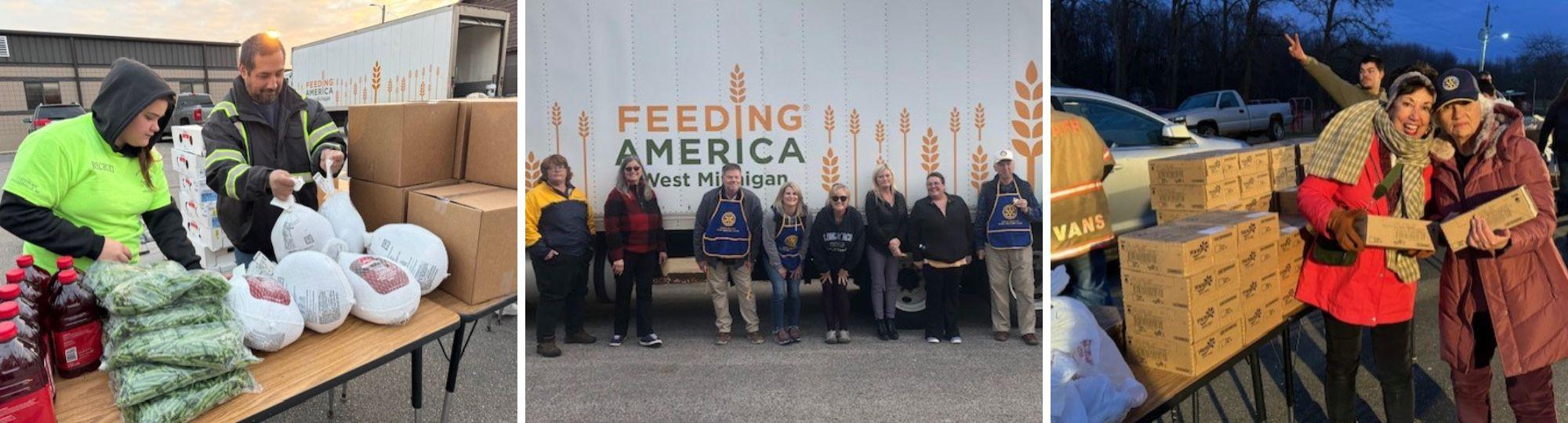 Collage of photos from previous mobile food pantry events.